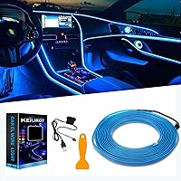 Vista 1 de Luces de cable EL para el interior del coche, luz de panel azul neón de 16 pies/5 m, tira de luz LED para coche, USB 5V, decoración