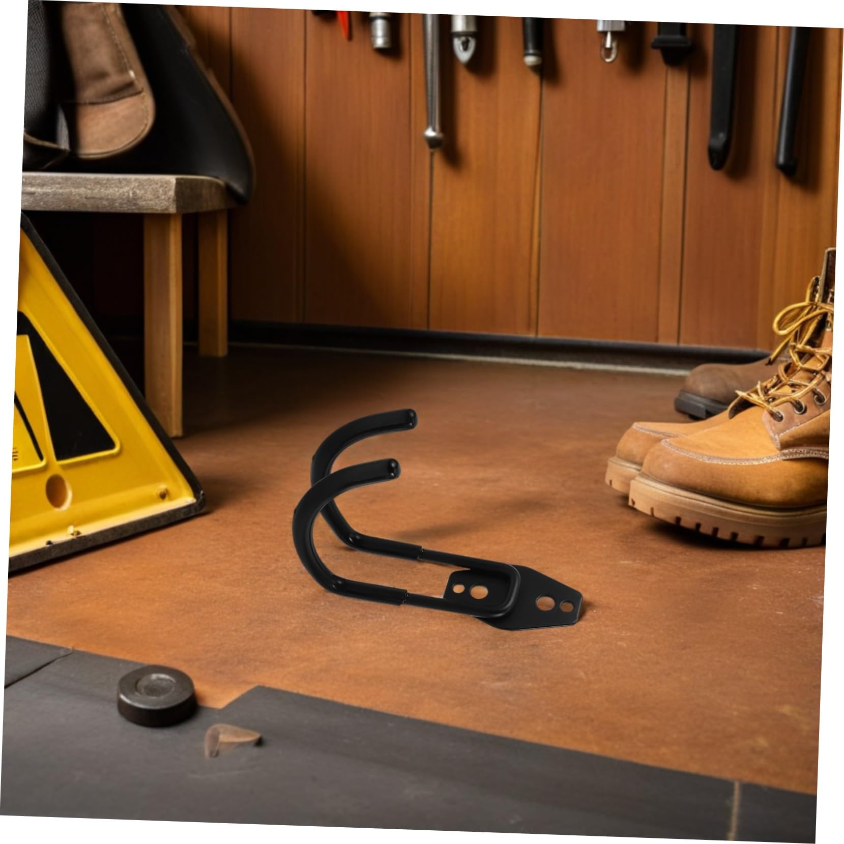 Angoily 4pezzi Ganci Da Garage Resistenti Per Montaggio Parete Ganci Per Scale Tubi Sci Sport Attrezzi Da Giardino Organizer Nero