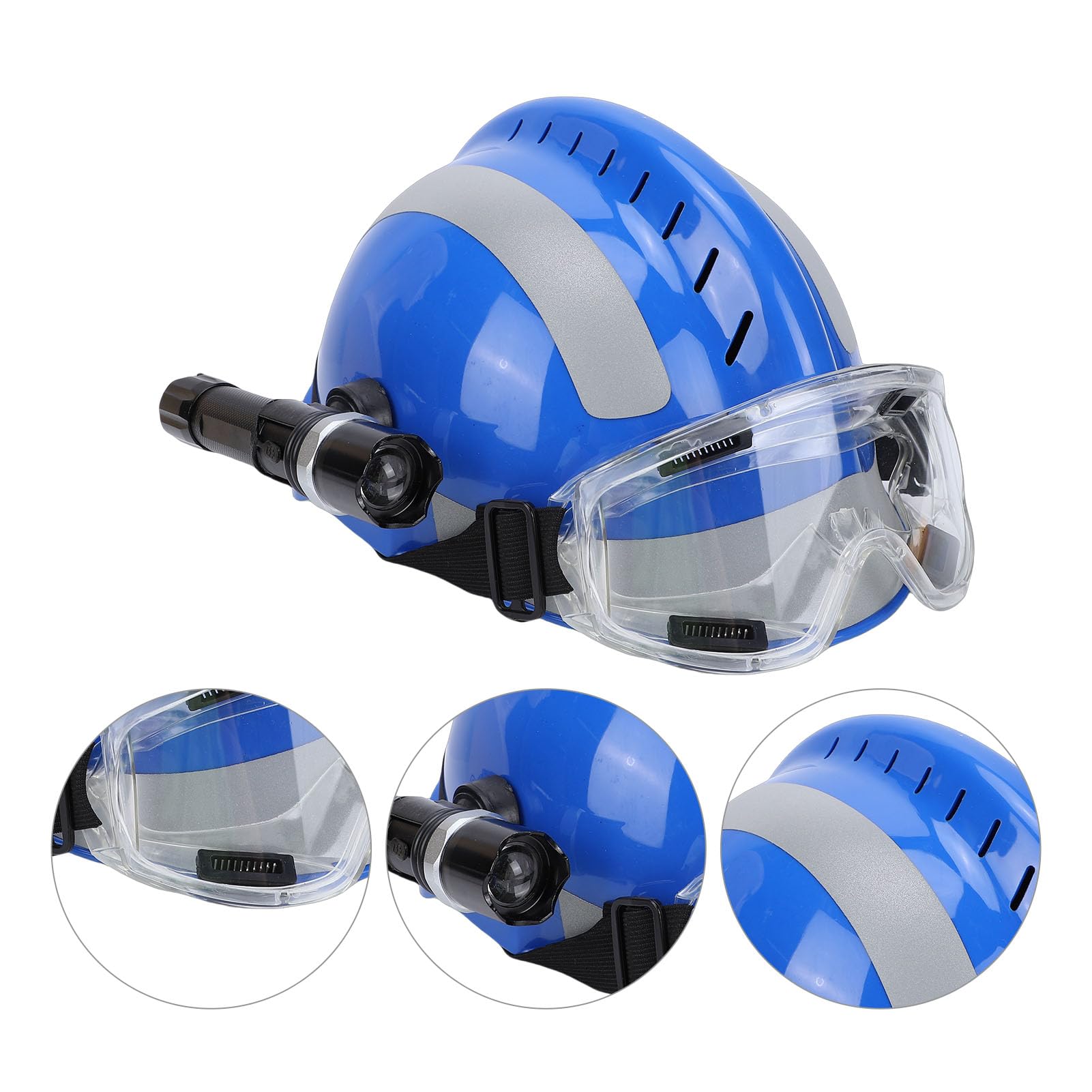 Casco de Seguridad, Cascos con Faro, Tira Reflectante, Casco Emergencia Protector Rescate para Construcción, Trabajo Industrial Al Aire Libre Silvicultura Escalada en Hielo