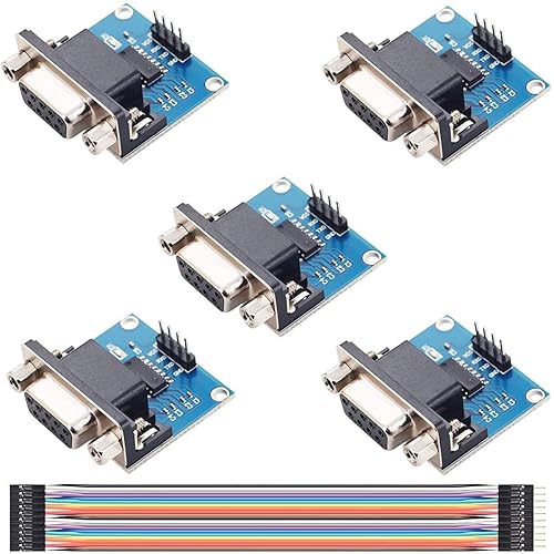 DKARDU 5 unids MAX3232 RS232 a TTL hembra puerto serie convertidor módulo DB9 conector 3.3V a 5V MAX3232 módulo raíz para actualizaciones de equipos