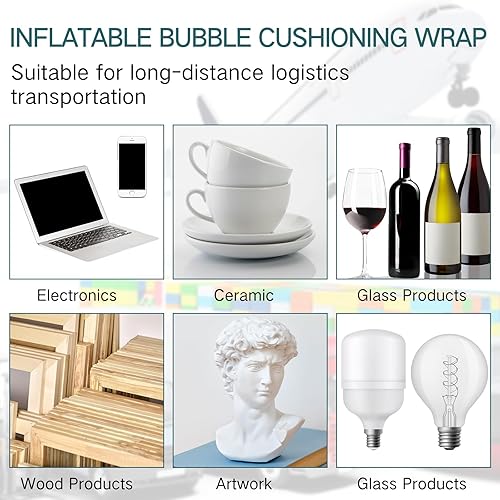 Miniatura 6 de PerKoop Almohadas de aire inflables de 8 x 175 pies para envío, embalaje grande de burbujas con bomba, rollo de envoltura de amortiguación de