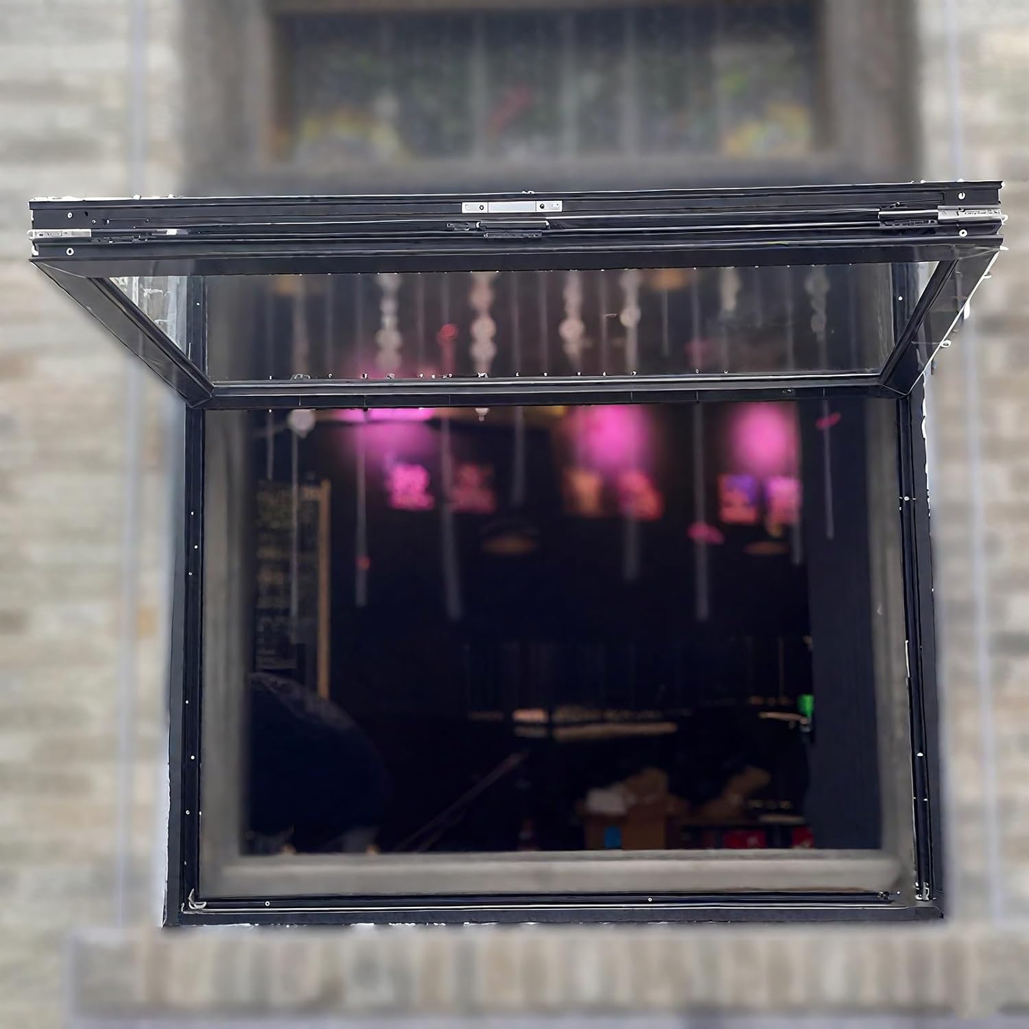 Folding Concession Serving Window with Glass & Lock, Vertical Sliding Double Hung Aluminum Frame Window for Food Truck, Vending Stand, Kitchen Use(WxH 40x40in/101.6x101.6cm)