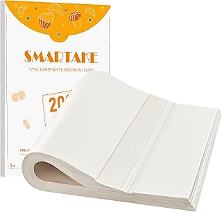 SMARTAKE 200 Pcs Parchment Paper Baking Sheets, 17x26 Inch Non-Stick Precut Baking Parchment, Suitable for Baking Grilling...
