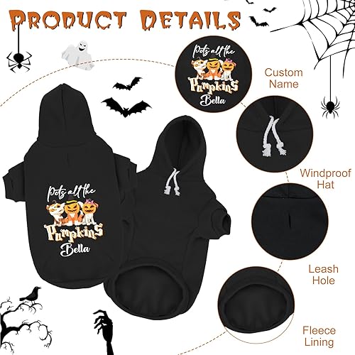 Miniatura 9 de Atdesk Sudadera con capucha personalizada para perro de Halloween, sudadera con capucha para perro con nombre personalizado, sudadera con capucha