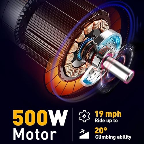 Miniatura 5 de Scooter eléctrico plegable para adultos jóvenes, hasta 19 millas por hora y rango de 13 a 21 millas, motor de 500 W con neumáticos sólidos de 10
