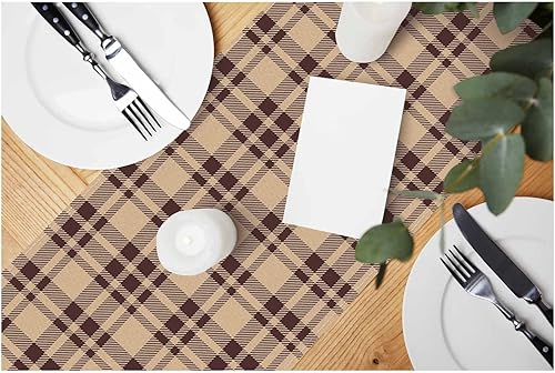 HOSNYE Camino de mesa abstracto tribal vectorial sin costuras, camino de mesa de lino de algodón para decoración de cocina, mesa familiar, mesa de