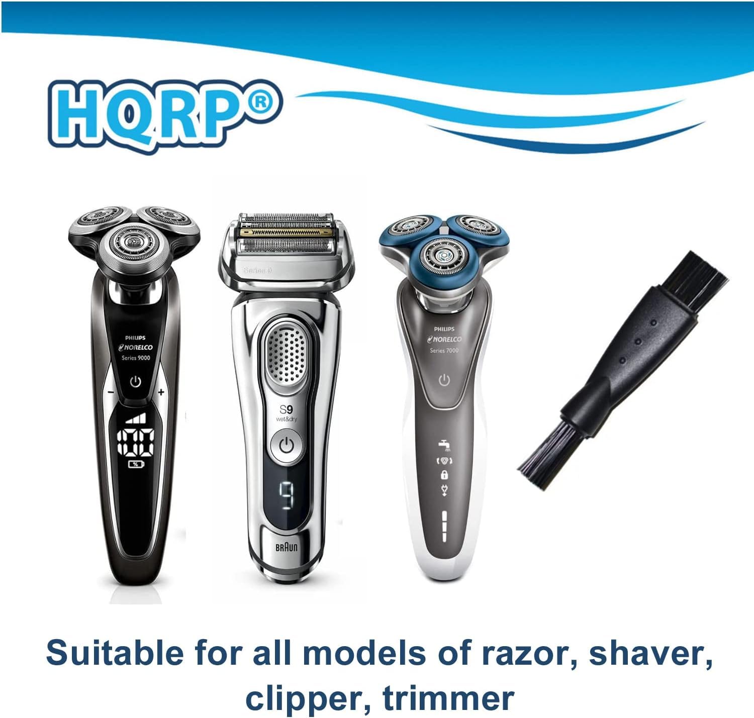 HQRP Paquet de 3 brosses de nettoyage pour Braun Series 5 ContourPro 530s-4, 550, 550s-3, 550s-4, 550cc-4, 560, 560s-3, 560s-4, 565cc-4 Type 5751 Rasoir electrique