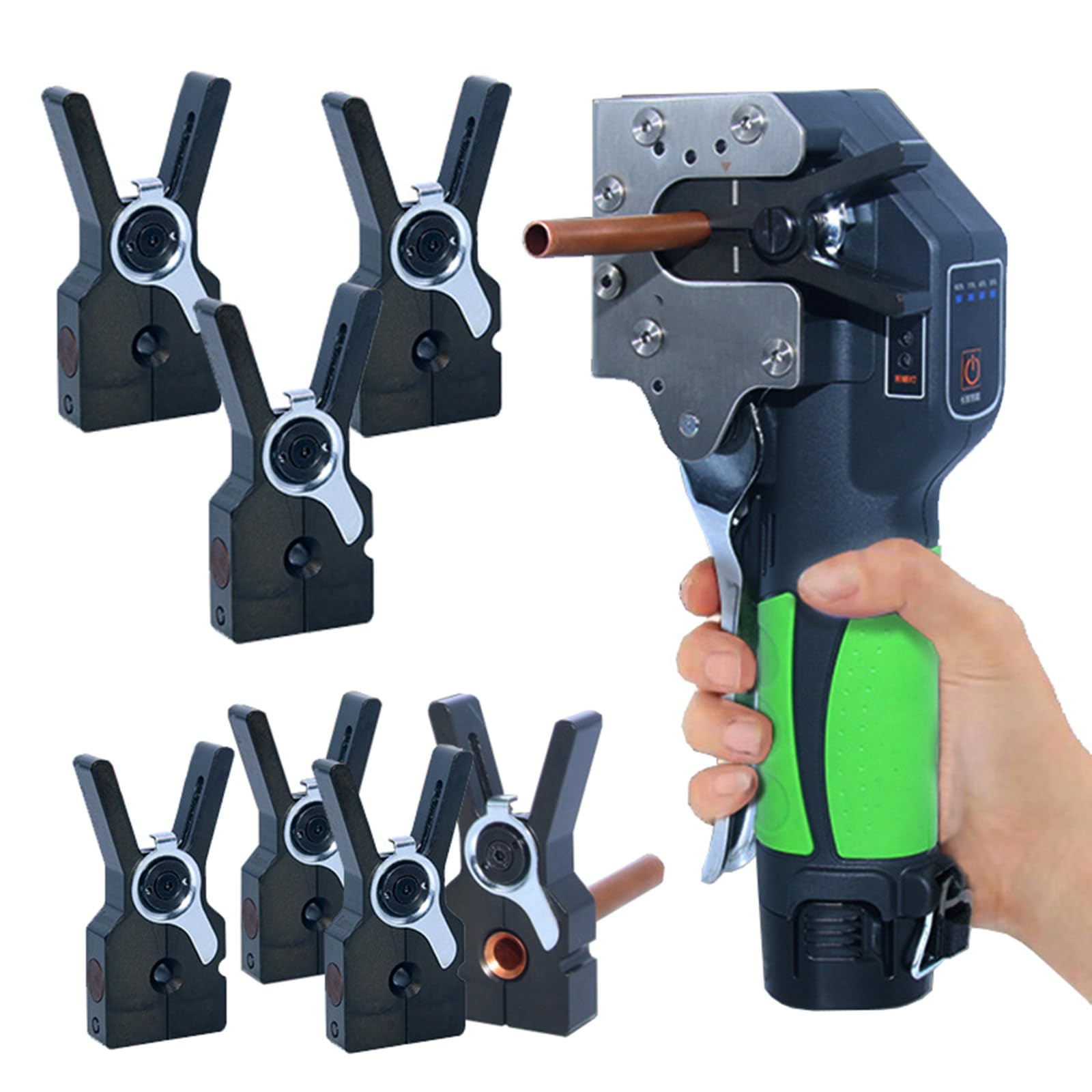 Kit de Herramientas de abocardado eléctrico, Herramienta expansora de Tubos de Cobre con 8 Abrazaderas abocardadas, Herramienta portátil abocardadora de Tubos de Cobre