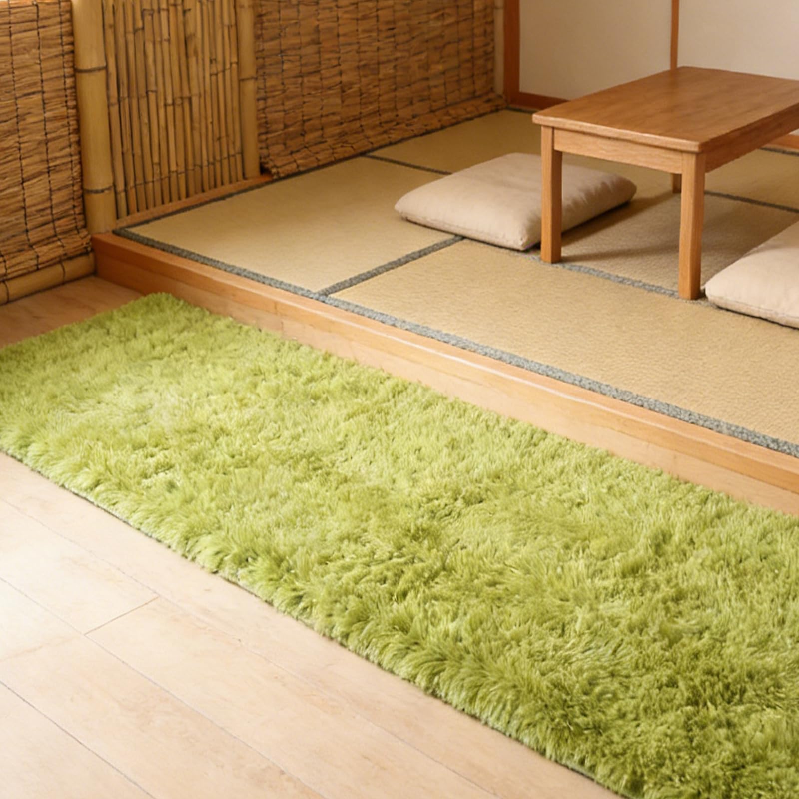 Tapis moderne 170x350 cm fruit vert shaggy grand format pour salon