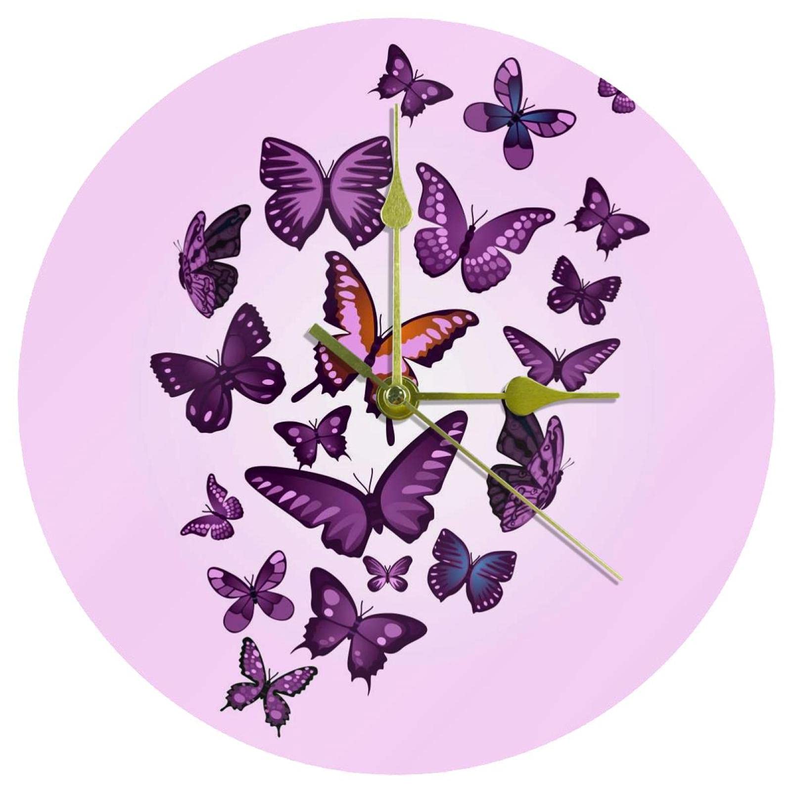 Horloge murale en acrylique rose 24 cm pendule silencieuse quartz à piles