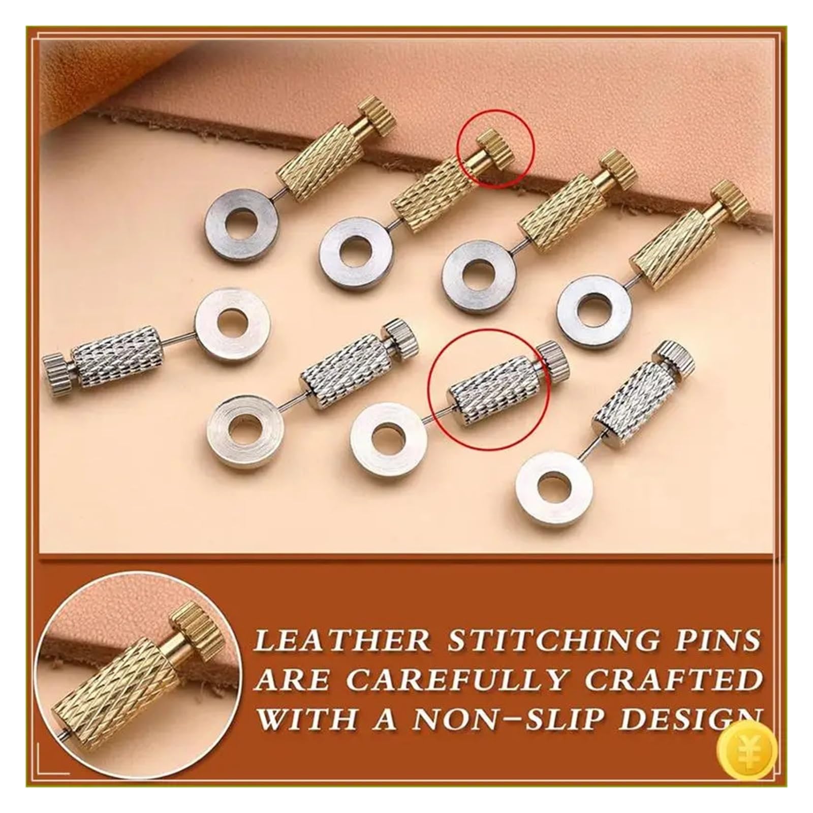 Lot de 24 aiguilles de positionnement de suture de 2 tailles, pour couture à la main en cuir, aiguilles de maroquinerie, épingles de verrouillage