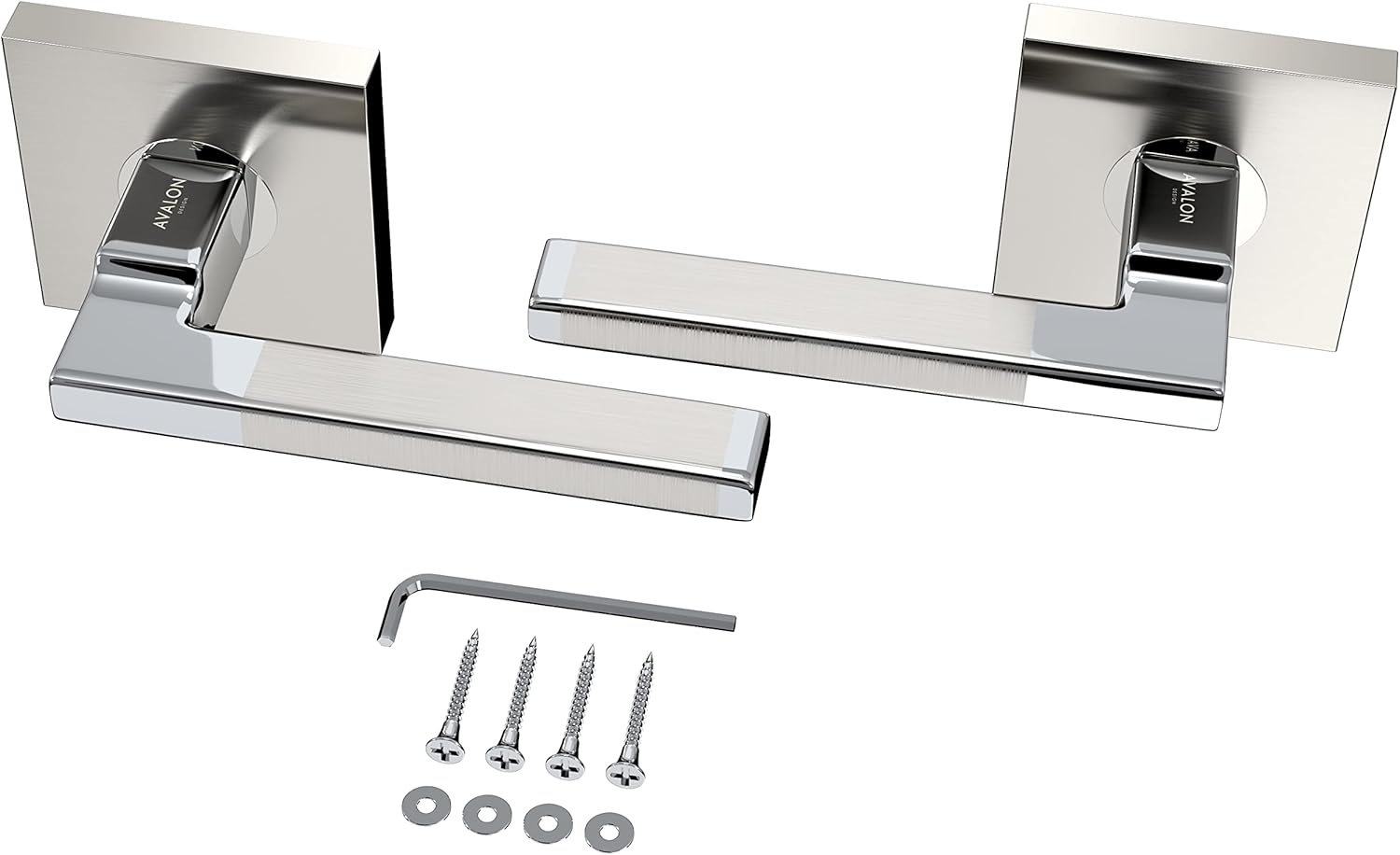 Avalon 0531 'Concord' - Dummy (French Closet) Door Handles NO Latch Mechanism in Satin Nickel Finish (Set of 2)