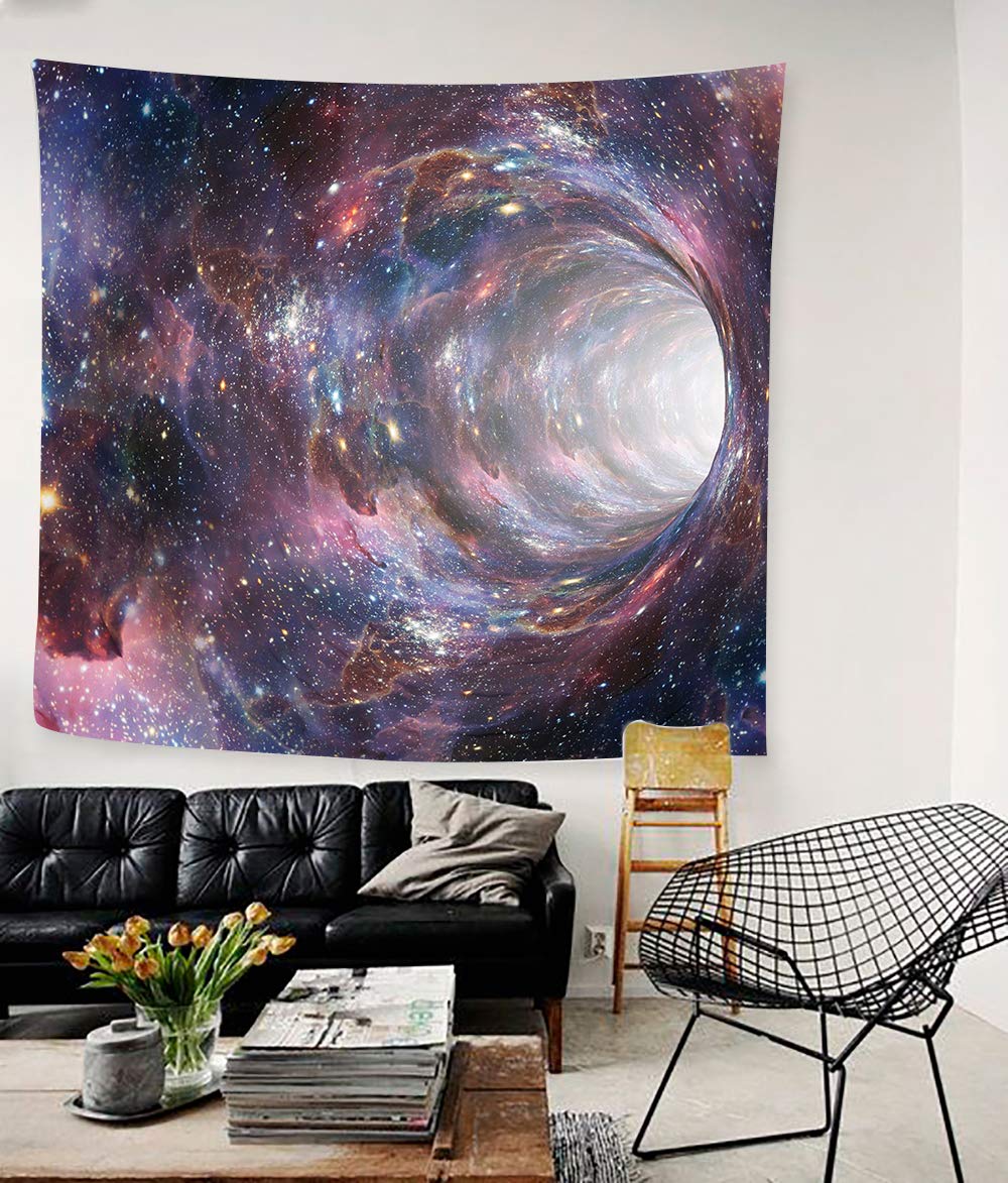 Simsant Universe Black Holes Tapestry Galaxy Wall Tapestry Milky Way Psychedelic Wormholes Wall Hanging Decorating Dormitory (60"x60")