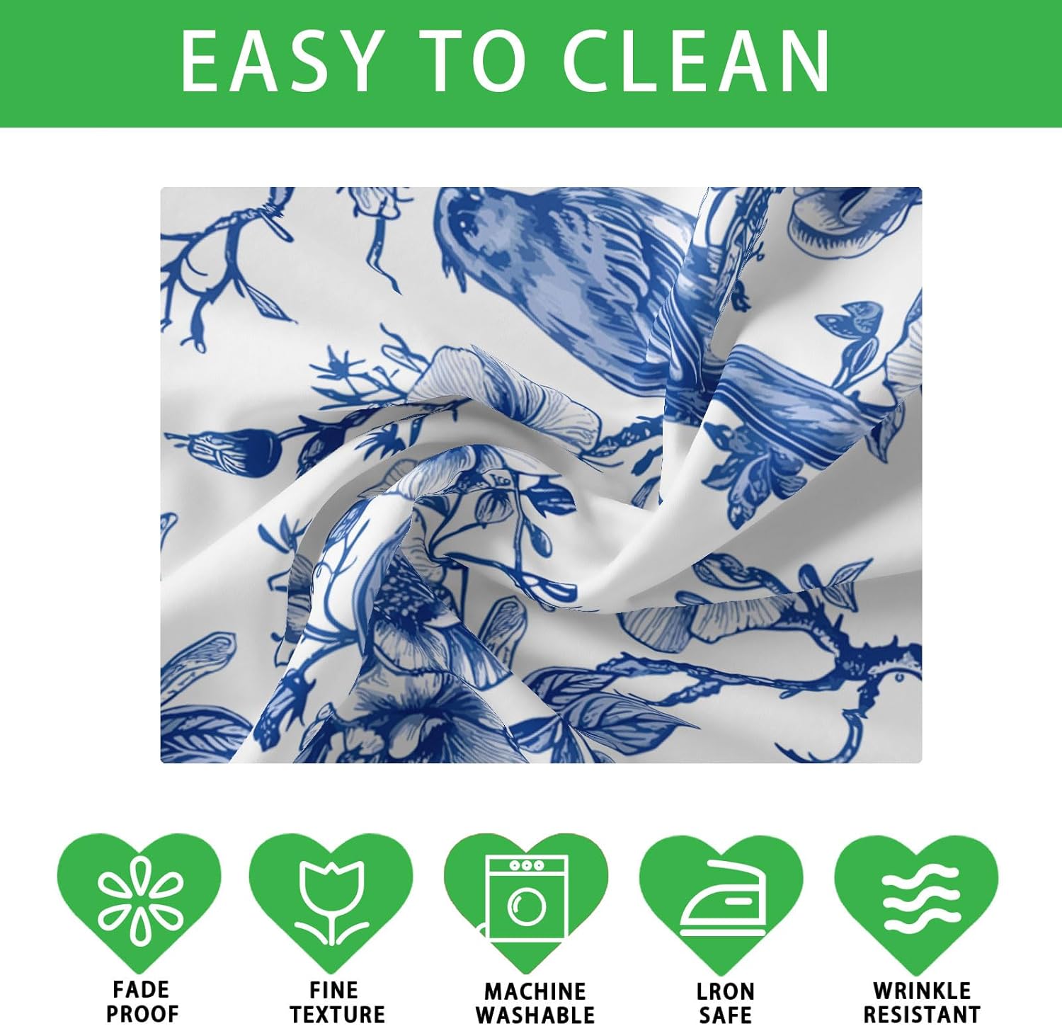 XCHI Blue and White Porcelain Style Birds and Flowers Spring Tablecloth Round Washable Table Covers for Summer Seasonal Indoor Outdoor Dining Home Party Decorations 70x70 Inch