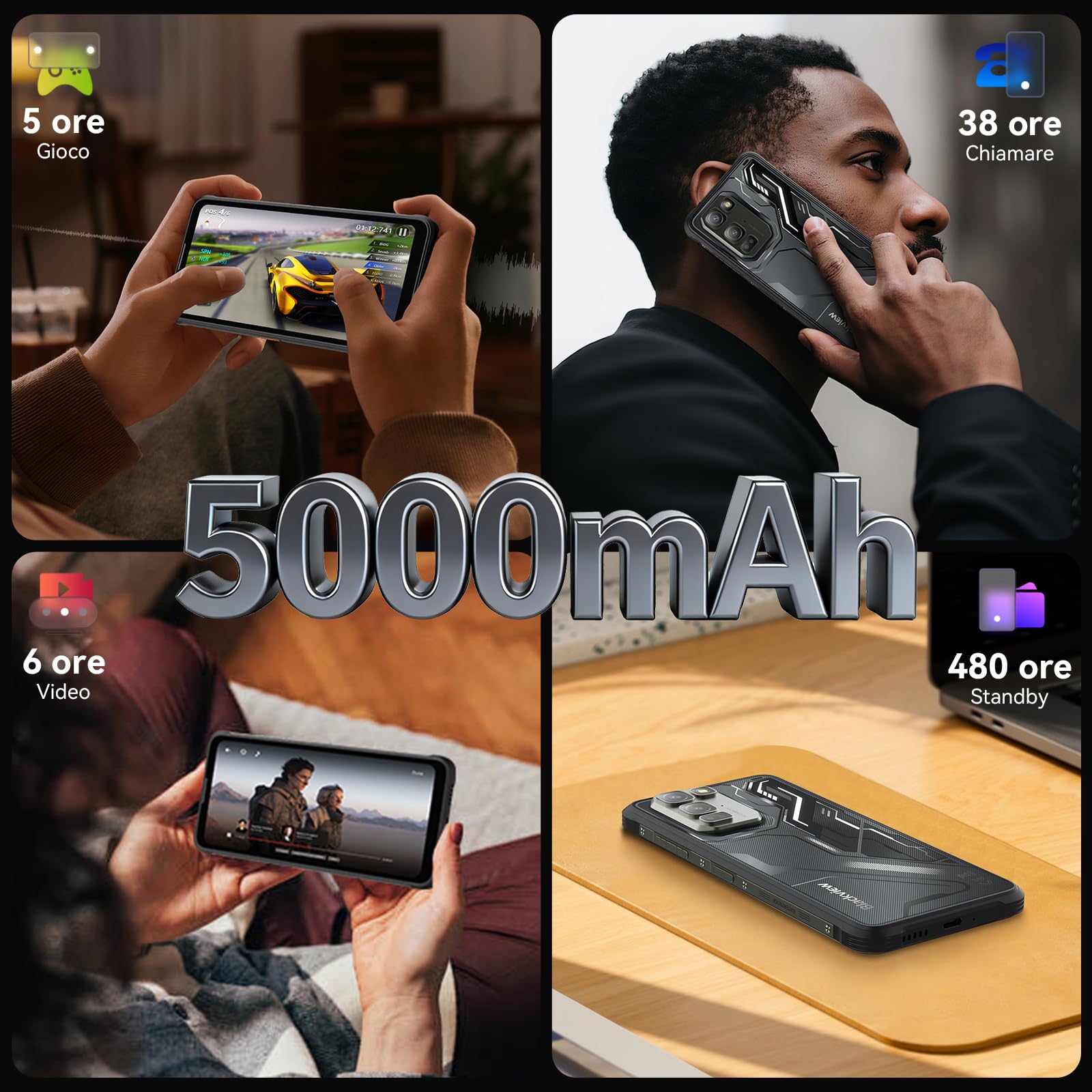 Blackview Fort 5 Rugged Smartphone, 108MP+50MP+13MP Telefono Indistruttibile Android 16, 10.7mm&248g Ultra-thin, 6.78'' 120Hz, 36GB+256GB/2TB TF Cellulare Impermeabile, MTK G100/IP69K/NFC/700 Nit