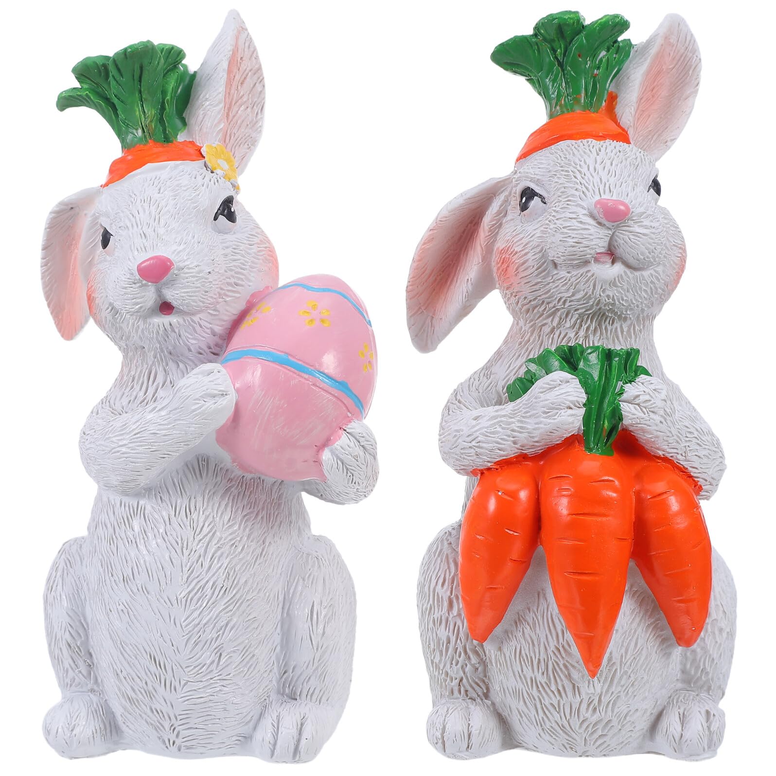 Mini sculptures de lapins artistiques en résine DOITOOL au design blanc épuré
