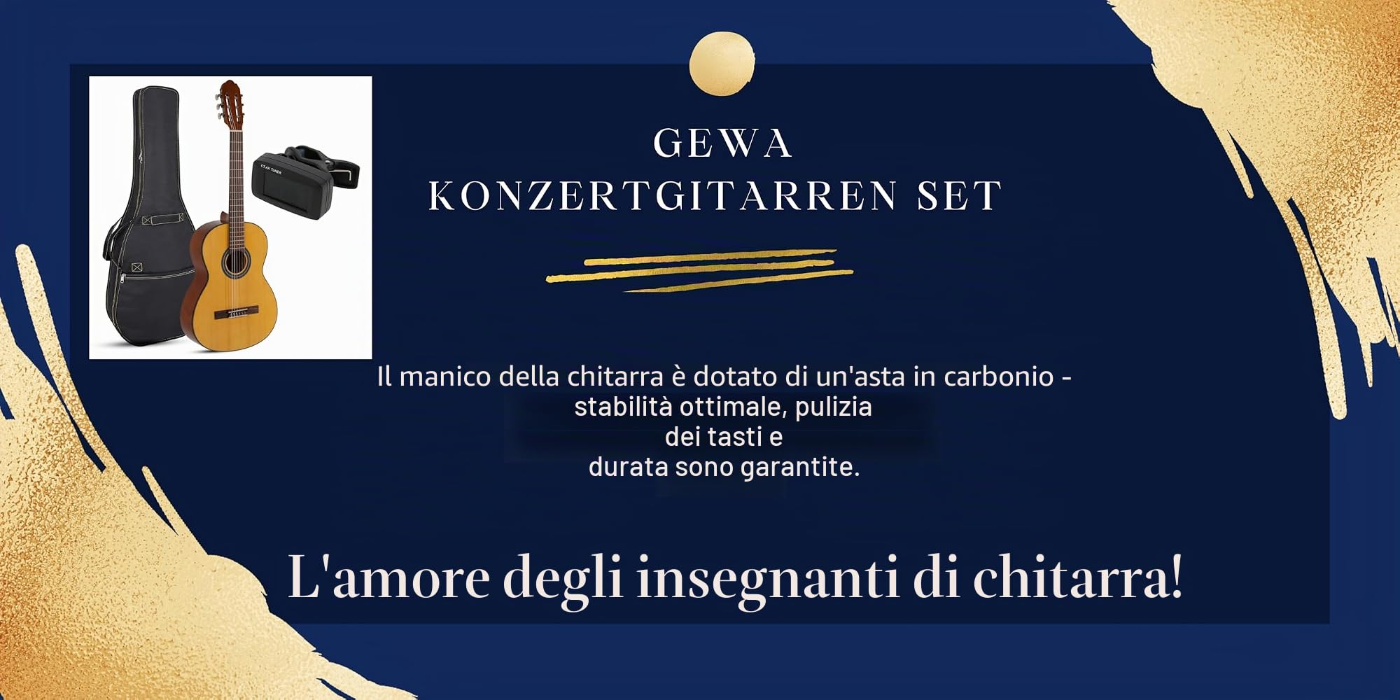 GEWA chitarra da concerto 4/4 con borsa e accordatore, per la scuola di musica, starter set