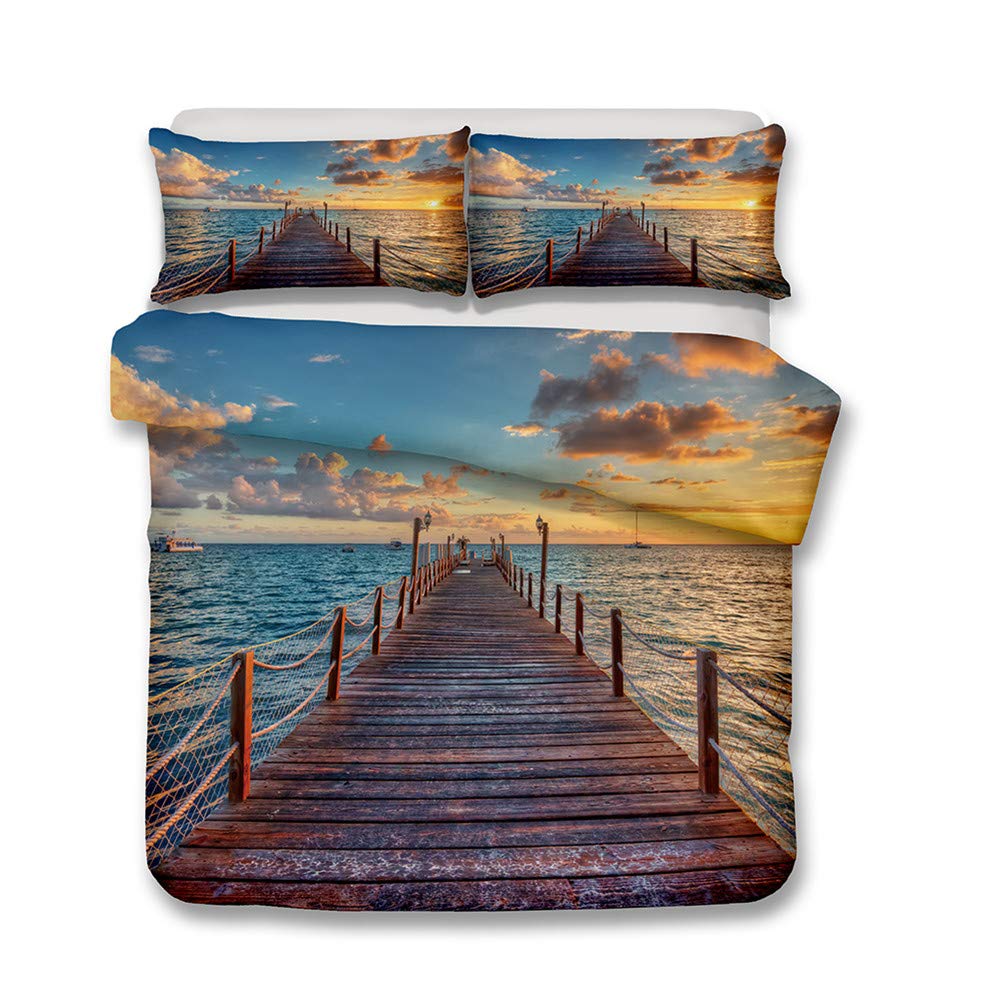 Parure de lit coucher de soleil 260x220 cm avec housse de couette en microfibre et taies