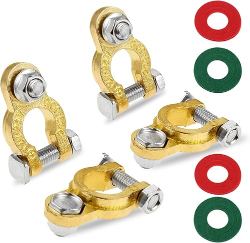 Mtsooning 4 conectores de terminales de batería, reemplazo de abrazadera de terminal de batería para automóviles, barcos marinos, vehículos RV