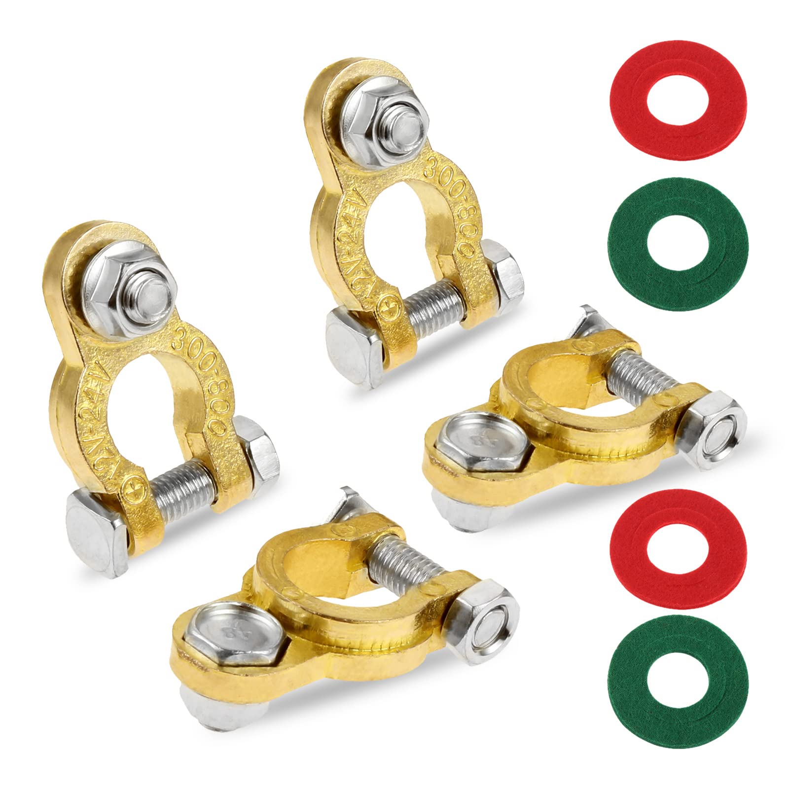 Mtsooning 4PCS Battery Terminals Connectors, Battery Terminal Ends Clamp Replacement for Car Marine Boat RV Vehicles