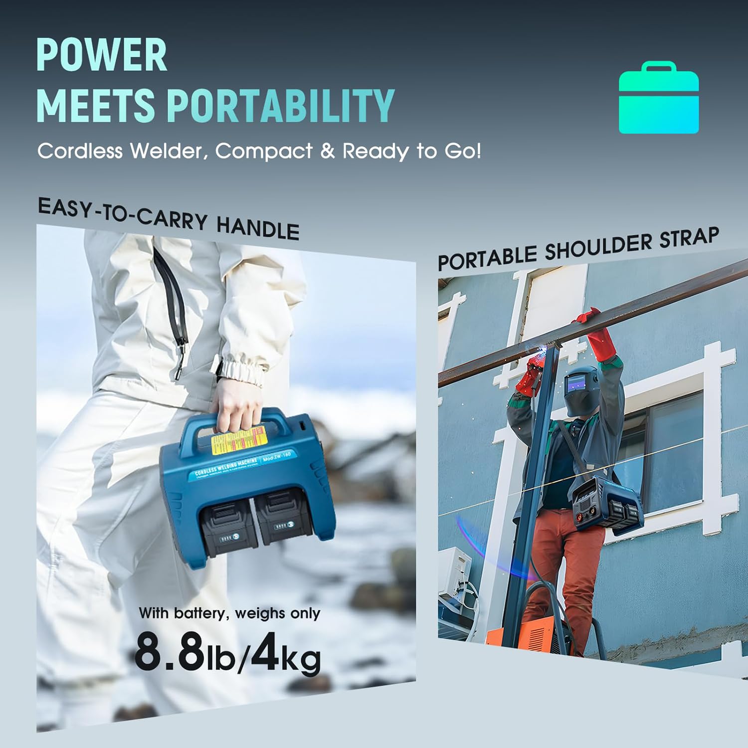 Saldatrice Wireless Portatile, saldatrice a Batteria con Display a LED, avviamento a Caldo, saldatrice a Bastoncino con Inverter Digitale, saldatrice a Punti Portatile