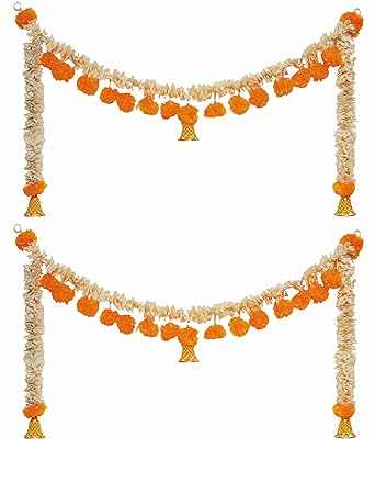 BS AMOR Door Hanging Multi Gajra Marigold toran Style Door Bandarwal Toran Diwali Ganesh Pooja New Year Inauguration Wedding Festival Home Decor (40 Inch X 20 Inch) Pack of 2
