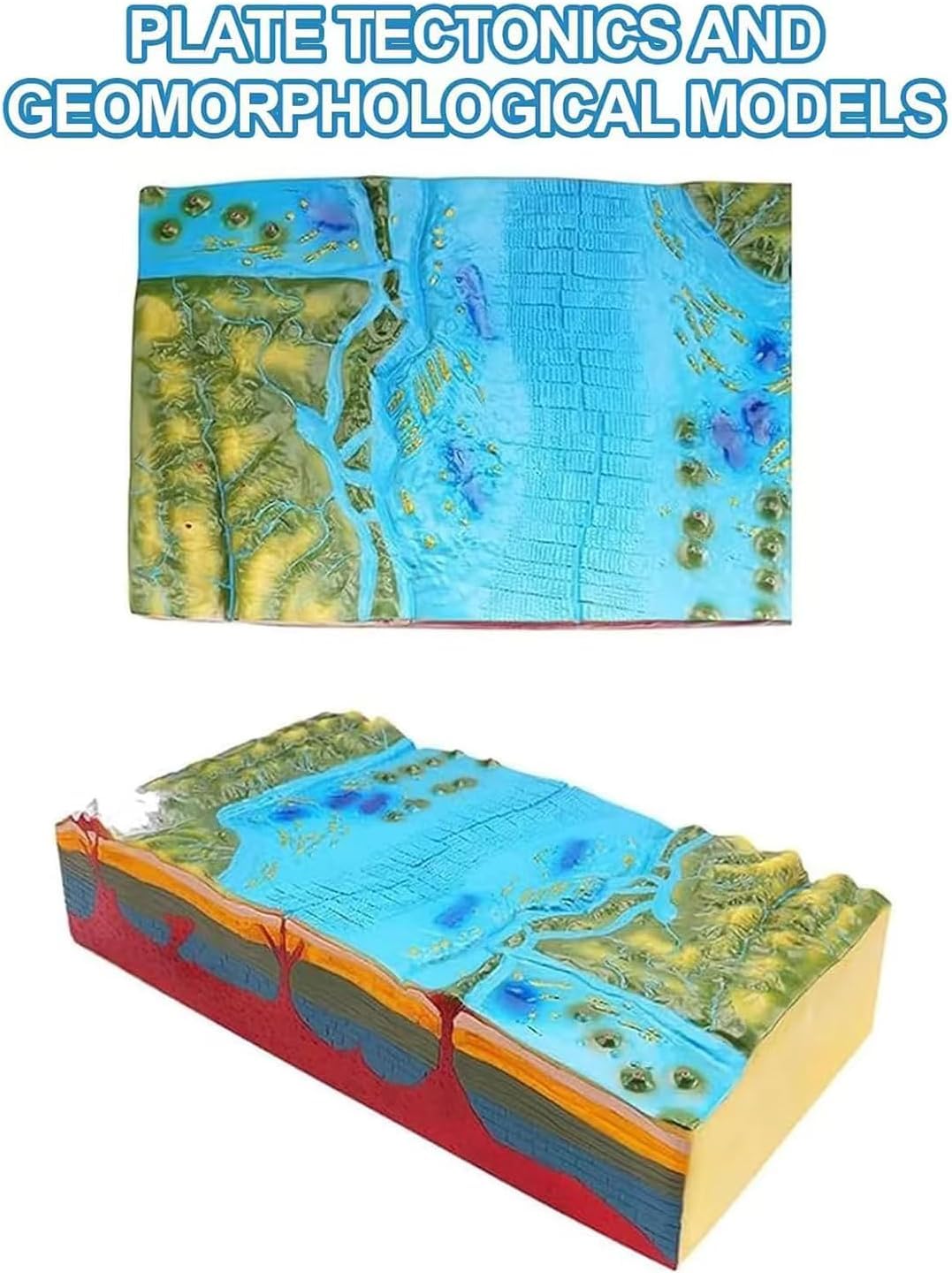 Geologiczny model tektoniczny 3D dla tektoniki płyt i cech geomorfologicznych, wyświetla teren utworzony przez uskoki i geologiczne formy terenu