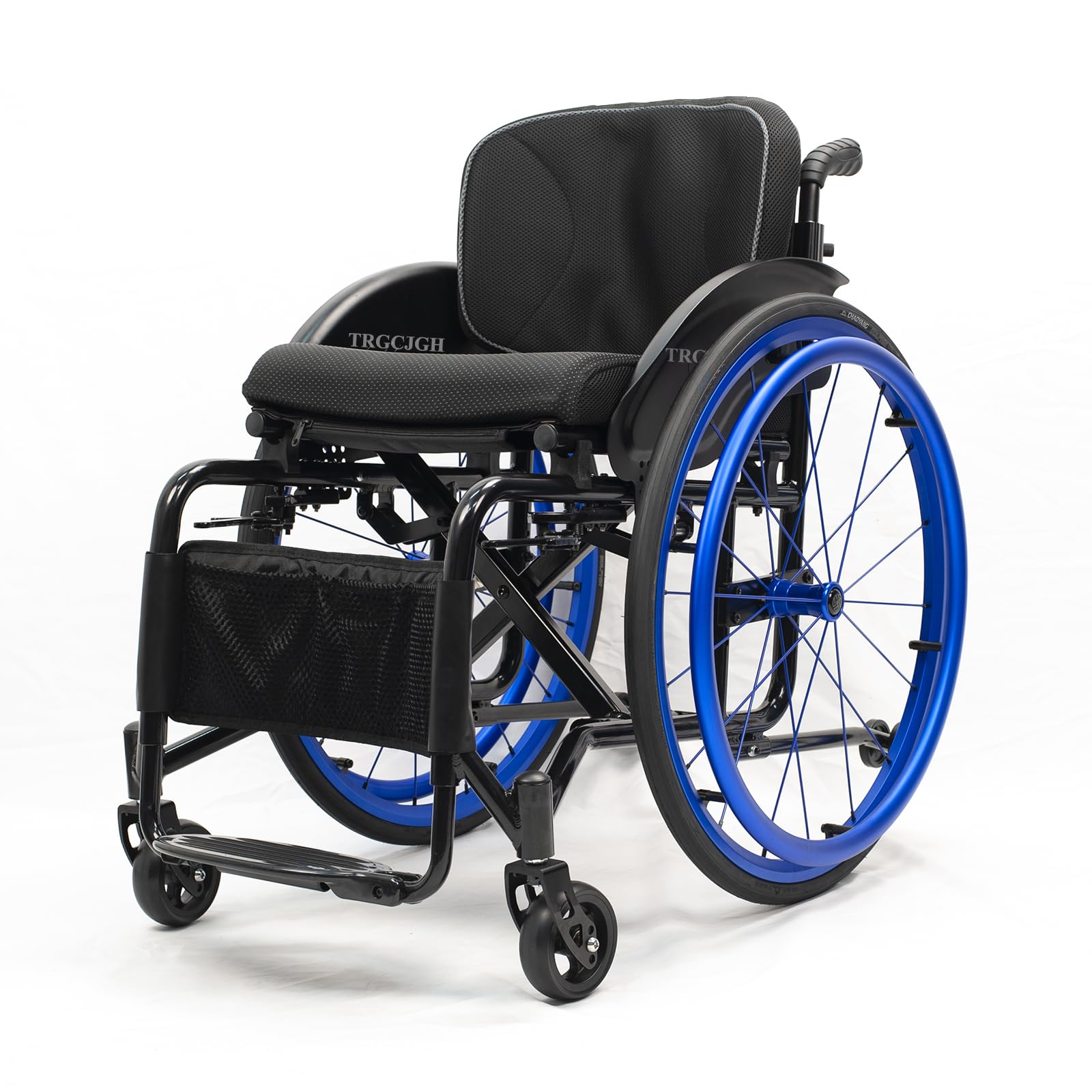Silla de Ruedas Plegable Ultraligera, Silla de Ruedas para Transporte Deportivo, Silla Manual autopropulsada con Sistema antivuelco (tamaño: Ancho del Asiento de 14,1", Color: Azul)