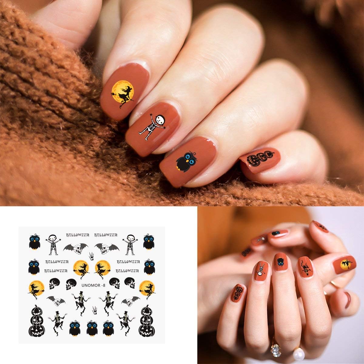 Halloween Nails Decals Stickers, 30 Sheets Multi-Color Mixed Styles Ghost Spiders Pumpkin Witches Nail Art Decals (Luminous Styles Included)