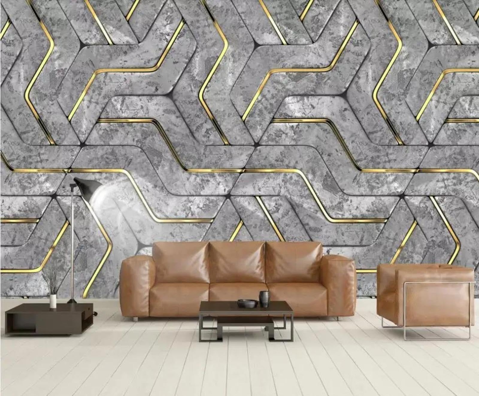 Papier peint mural 3D en tissu non tissé ILIYA au fini graphique haut de gamme