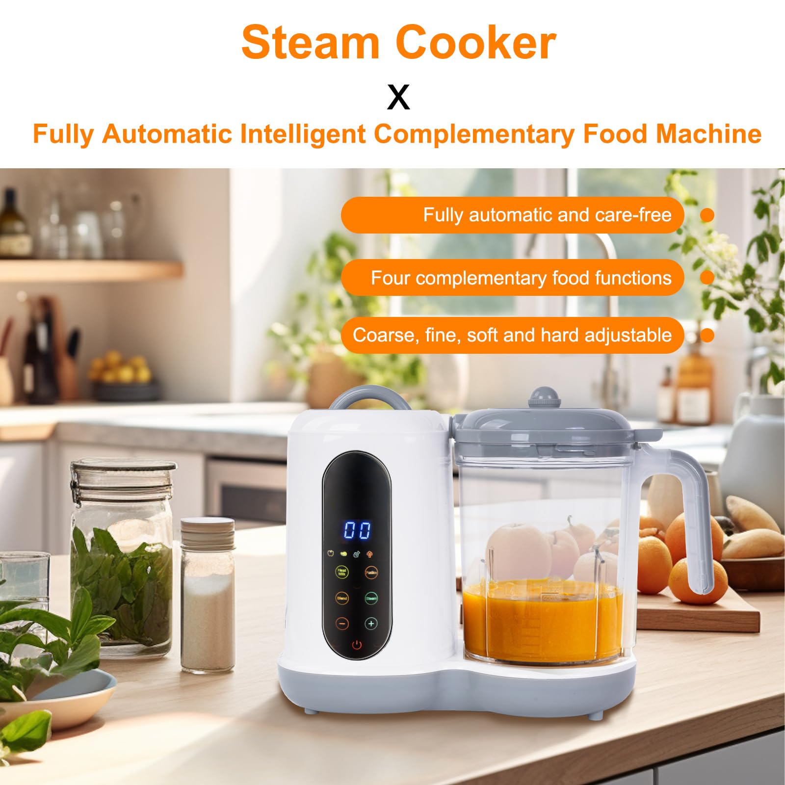 Robot Bébé 4 en 1 Mixeur-Cuiseur, Cuisson Vapeur, Diversification alimentaire Multifonctions, Robot Cuiseur Mixeur Bébé