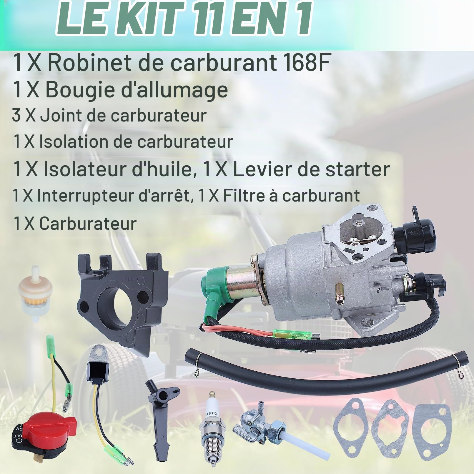 Kit de Carburateur pour Honda GX390 GX340 Moteur, ADEFOL Universel Carburateur avec Bougie d'allumage & Joint & Tuyau et Filtre à Carburant pour Générateur/Moteur 8HP 9HP 11HP 13HP
