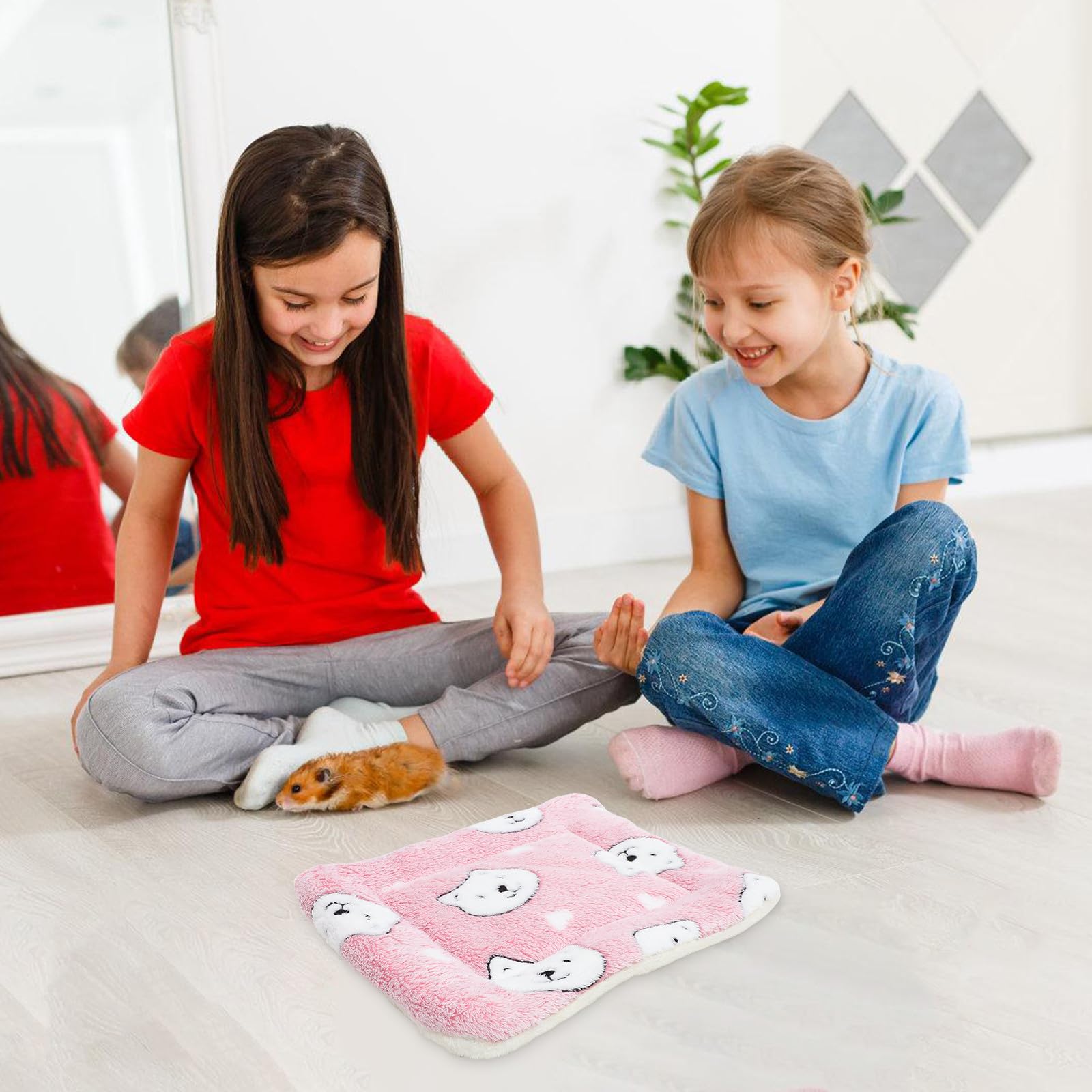 TOYANDONA Weiche Schlafmatten für Kleintiere 4 Stück Rosa Waschbare Wärmematten mit Decke Größe S für Meerschweinchen Hamster und Eichhörnchen im Käfig