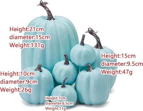 Miniatura 6 de woshilaocai 7 calabazas artificiales, decoración de cosecha de otoño, Acción de GraciasHalloween, vacaciones, decoración de casa de campo para el