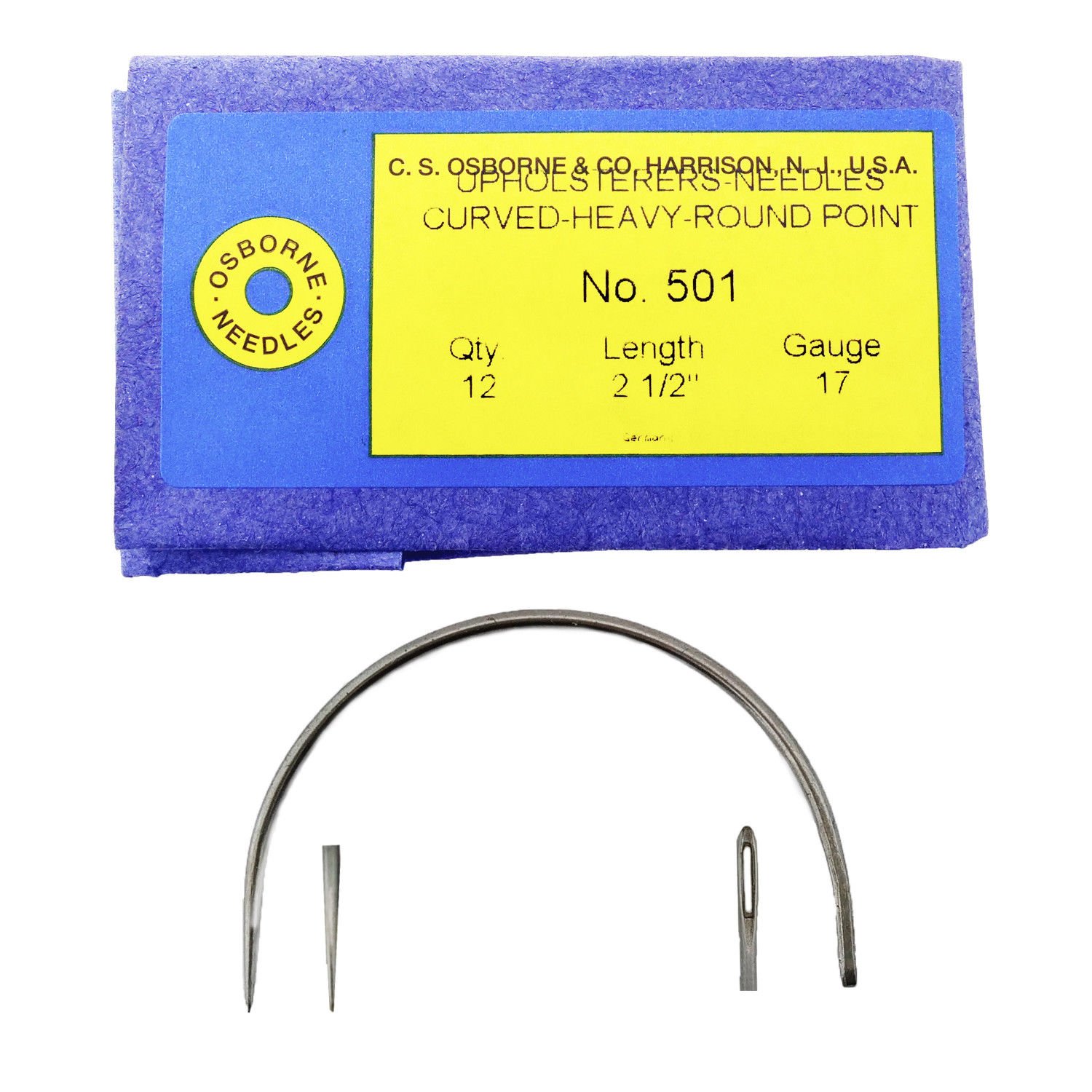 C.S. Osborne Pack of 12 Curved Needles Heavy 50121/2 (Size 21/2