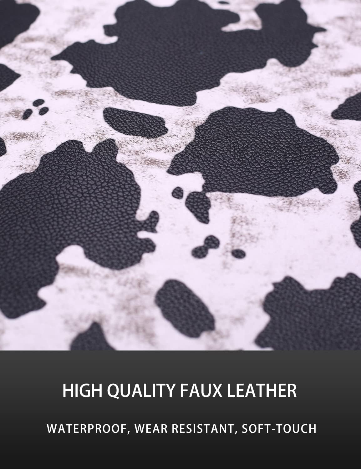 Cow Print Car Floor Mats,All Weather Protection, Faux Leather, Universal Fit for Cars Truck Van and SUV (Black)