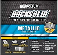 Vista 3 de Kit de piso para cochera de aspecto metálico de bala de plata Rust-Oleum RockSolid., 0, Paquete de 1, Gris metálico