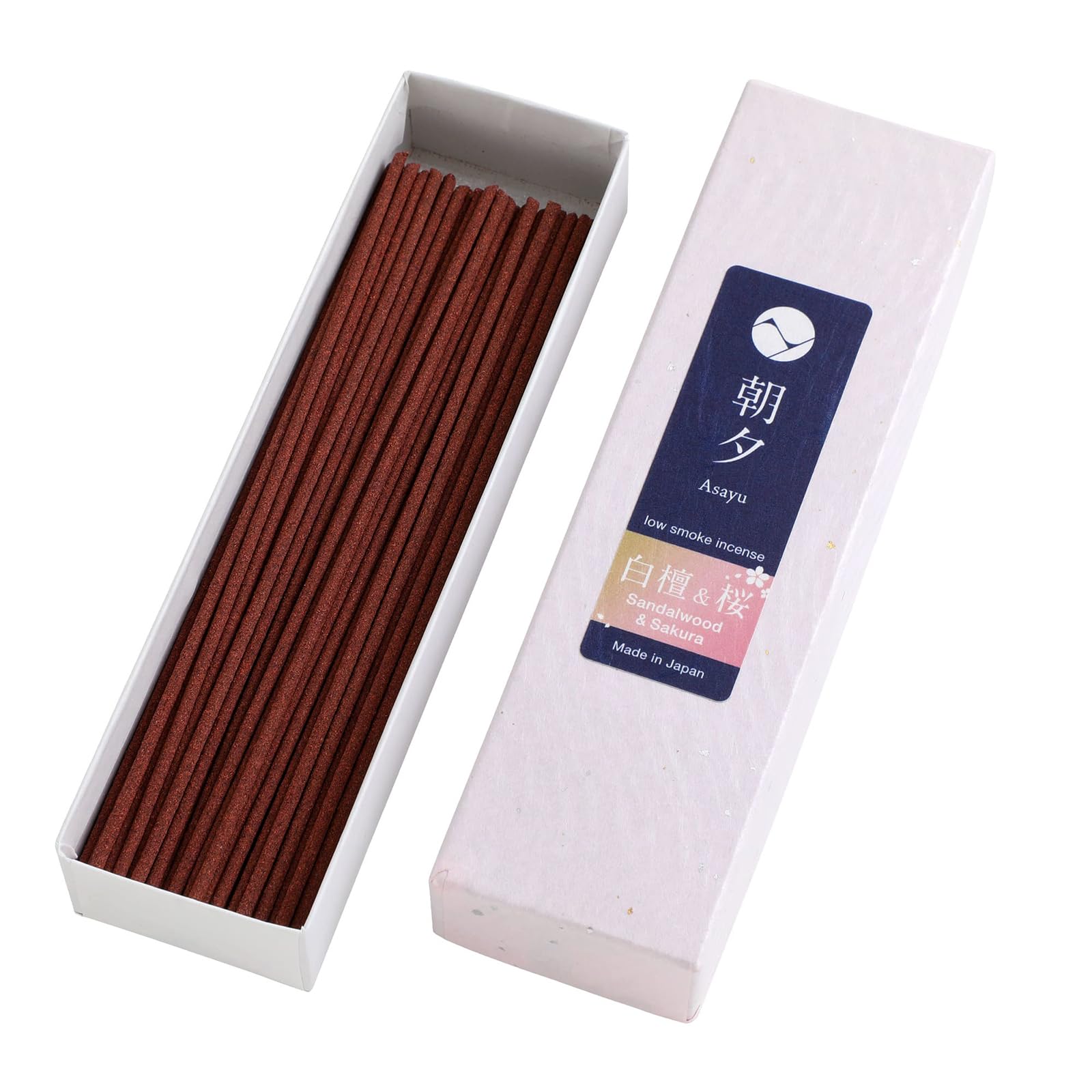 Asayu Japan Premium Sakura Cherry Blossom And Sandalwood Blend Low Smoke Incense Sticks Scent - Ca. 40 Sticks, 20G - Sampler For Morning And Evening Meditation, Relax Or Yoga, Made In Japan Quality