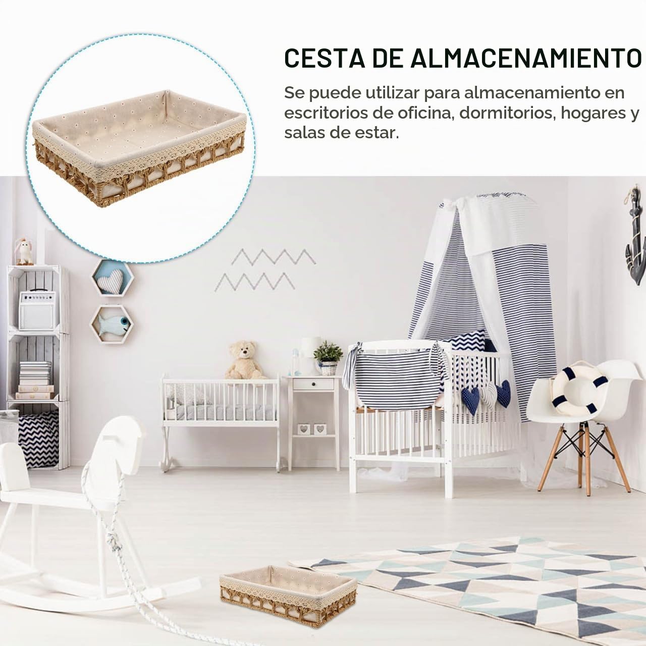 HEMOTON Cesta De Almacenamiento De Escritorio Organizador Tejido Simulado Cesta De Ratán Imitación Para Oficina Dormitorio Y Hogar 13.77 X 9.84 X 3.14 in
