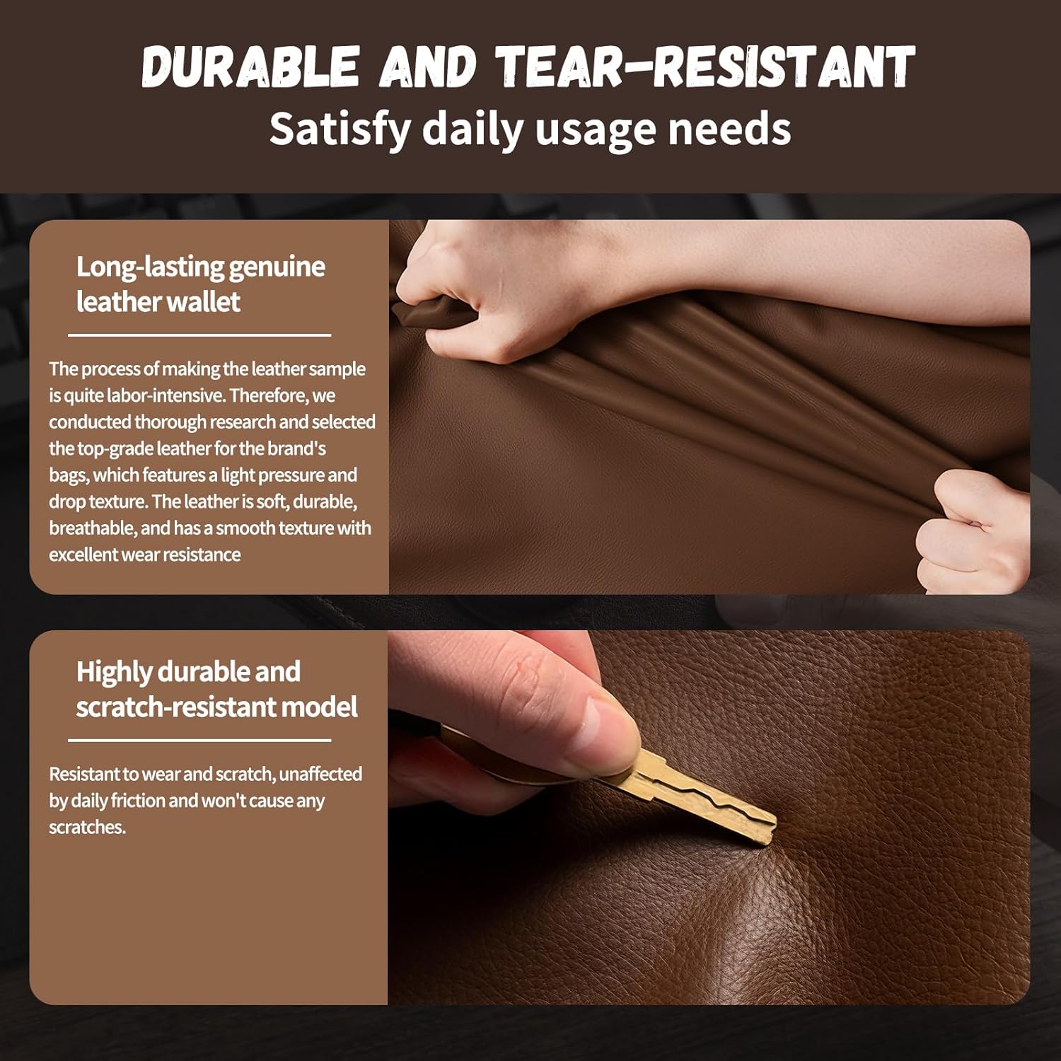 DuskDrapes AirTag Wallet for Men with Built-in Holder - Slim Leather Bifold Wallet with Airtag Slot | RFID Blocking, Full Grain Leather, 12 Card Capacity & 2 ID Windows | Gift Box Included - Image 6