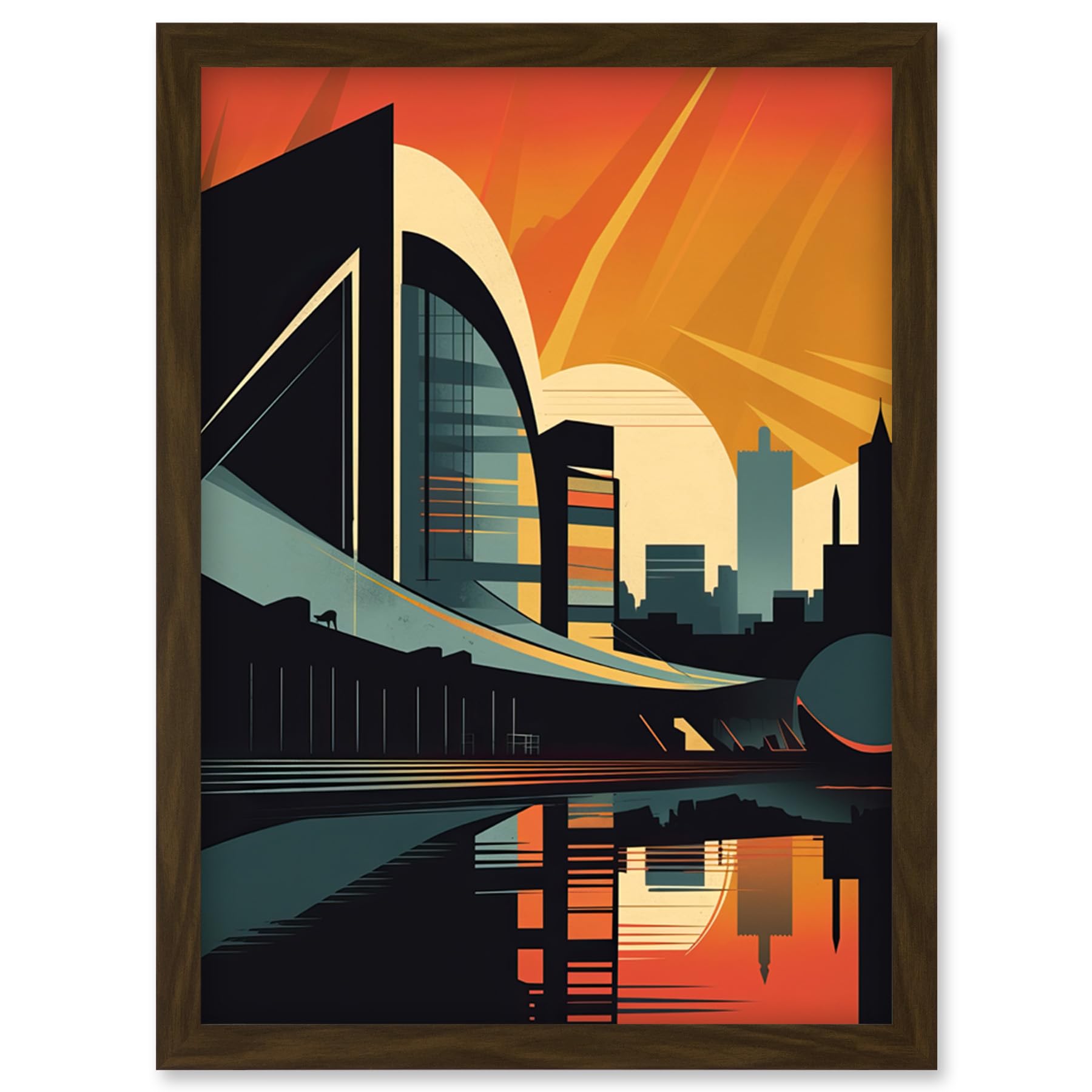 Artery8 River Clyde Walkway Modern Glasgow Cityscape Artwork Framed Wall Art Print A4