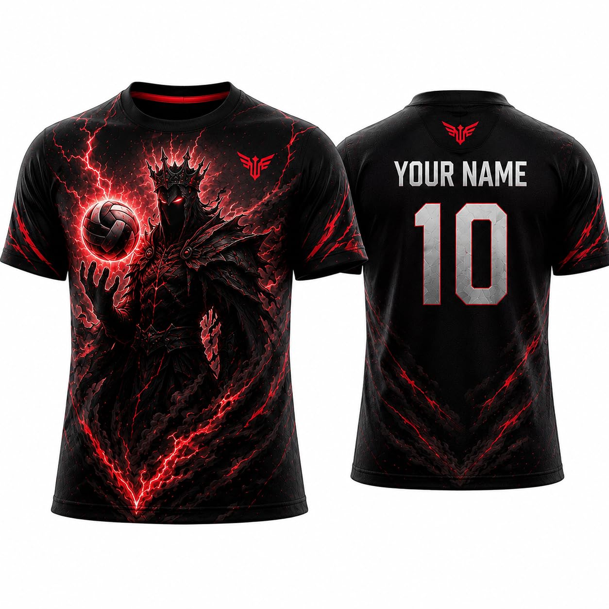 Teemates Volleyball Jersey for Men, Women, Boys & Girls | Shadow Monarch Volleyball Jersey | Quick Dry Performance Sports T-Shirt | Lightweight Polyester Athletic Volleyball Uniform | Black Red-image-18