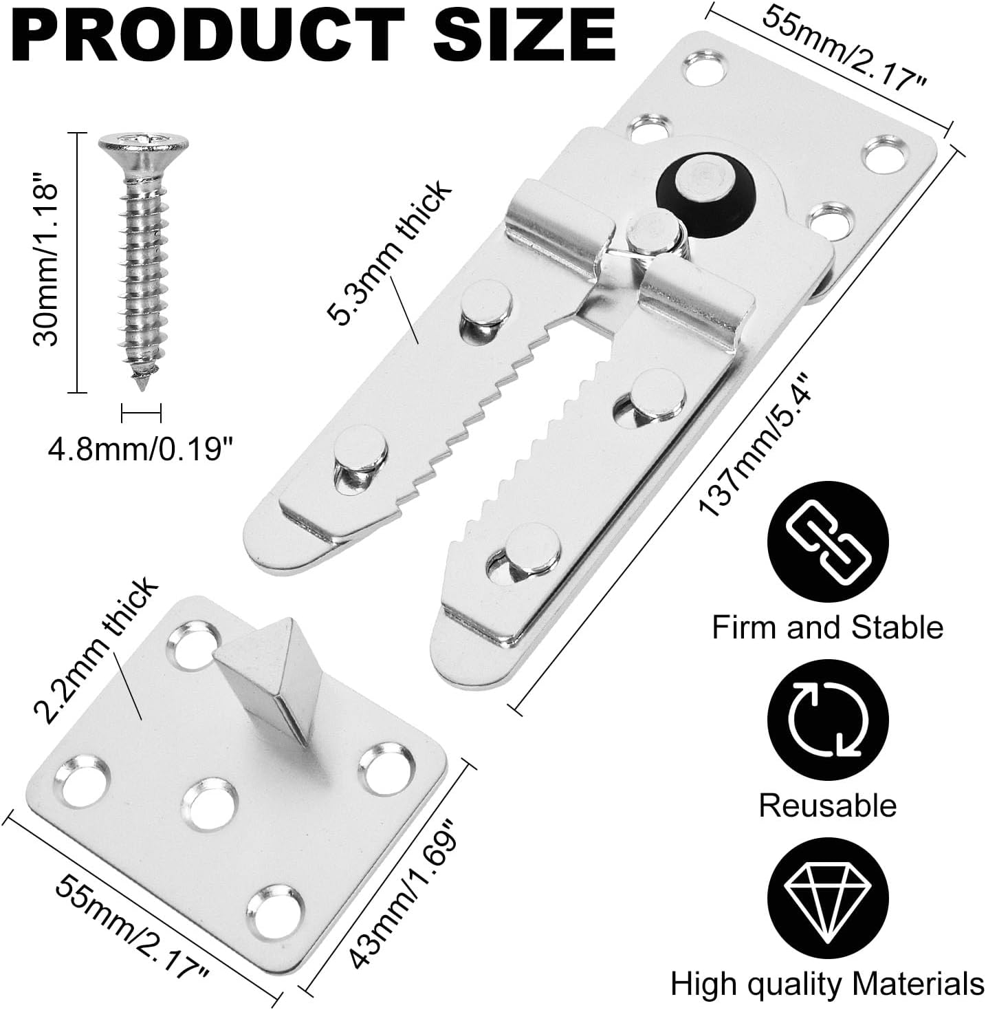 8 Pack Sectional Couch Connector Screws, Heavy Duty Sofa Connectors for Sectionals, Couch Clamps to Make Sectional Stay, Multi-Card Design Furniture Connectors(135 * 55MM)