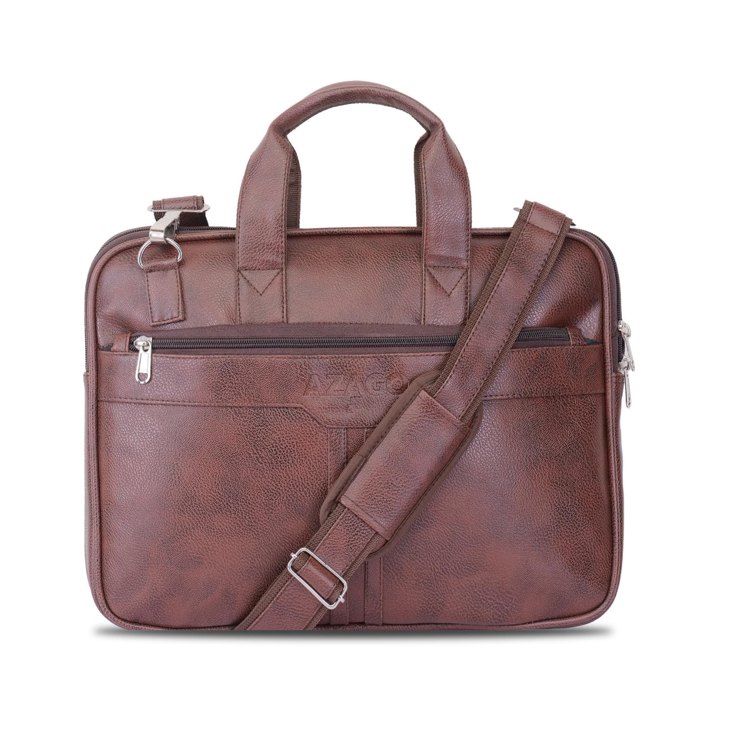 Vegan Leather Laptop Messenger Bag for Men | Expandable Office Shoulder Bag | Fits Up to 15.6-Inch Laptop | Brown-image-33