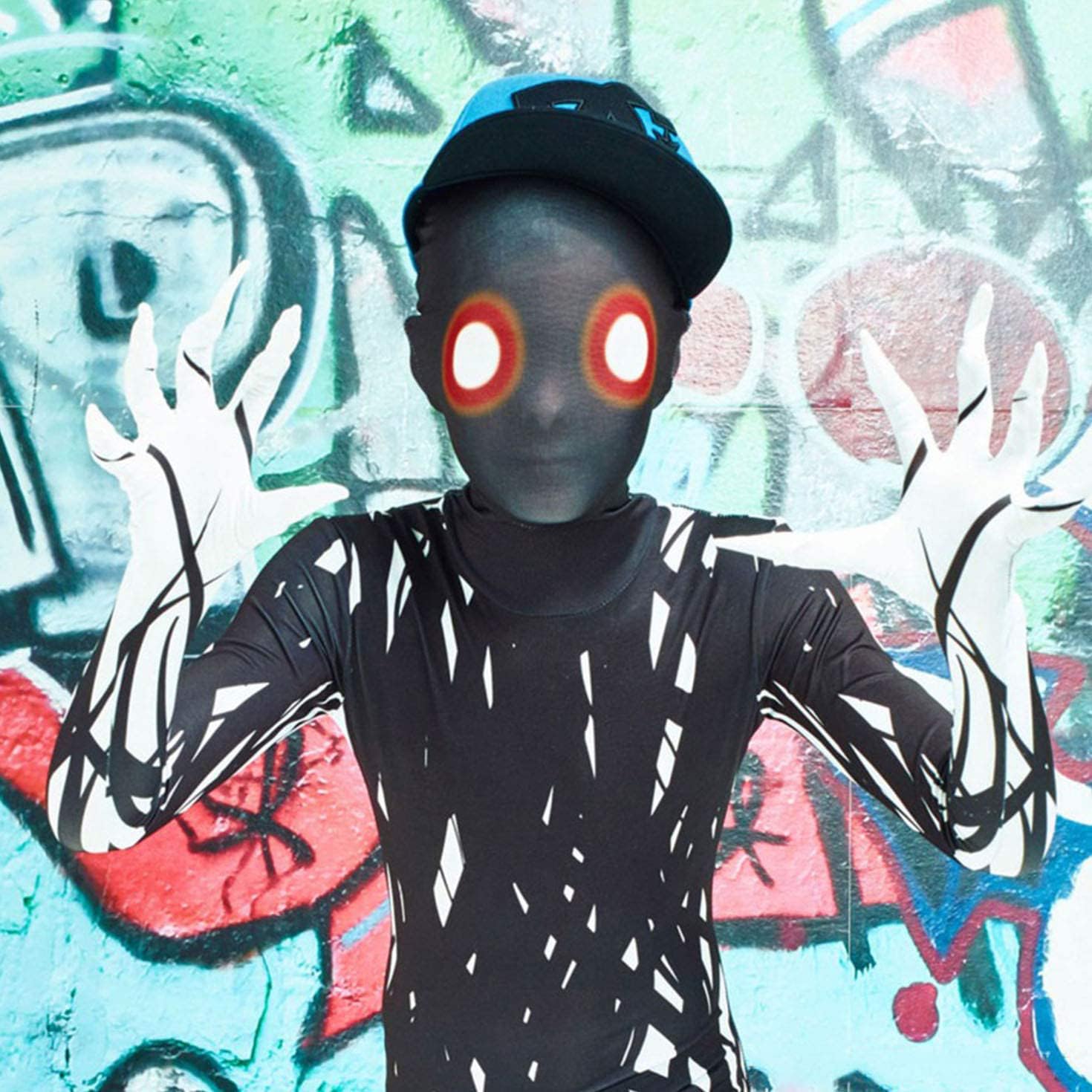Morphsuits Costume Horror Zalgo Bambino, Tuta Halloween Bambino | Tuta Integrale con Cappuccio, Design Zalgo Inquietante, Chiusura con Zip, Perfetto per Halloween, Ideale per il Cosplay