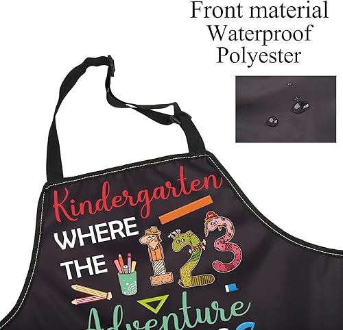 Miniatura 3 de FUSTMW Delantal para profesores de jardín de infantes, regalos para profesores de preescolar y jardín de infantes, delantales con bolsillos