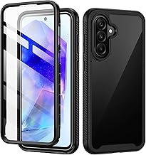 seacosmo for Samsung A56 Case, Galaxy A36 Cover [with Screen Protector] Full Body Shockproof Protection Armour Cover Slim Fit Bumper Protective Phone Case for Samsung Galaxy A56/A36 - Black/Clear