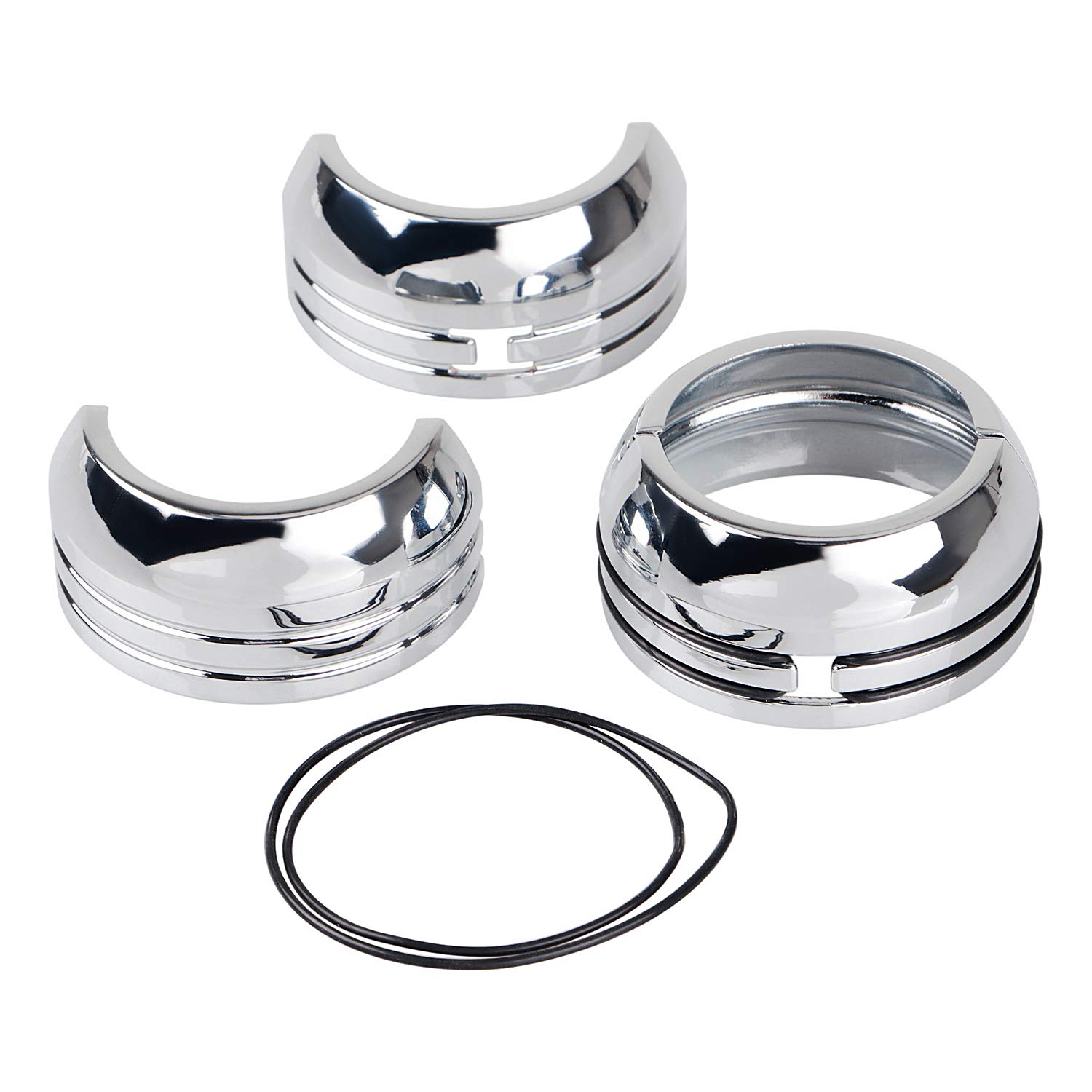 Bid4ze Motorcycle 49mm Fork Boot Cover Set Chrome Slider