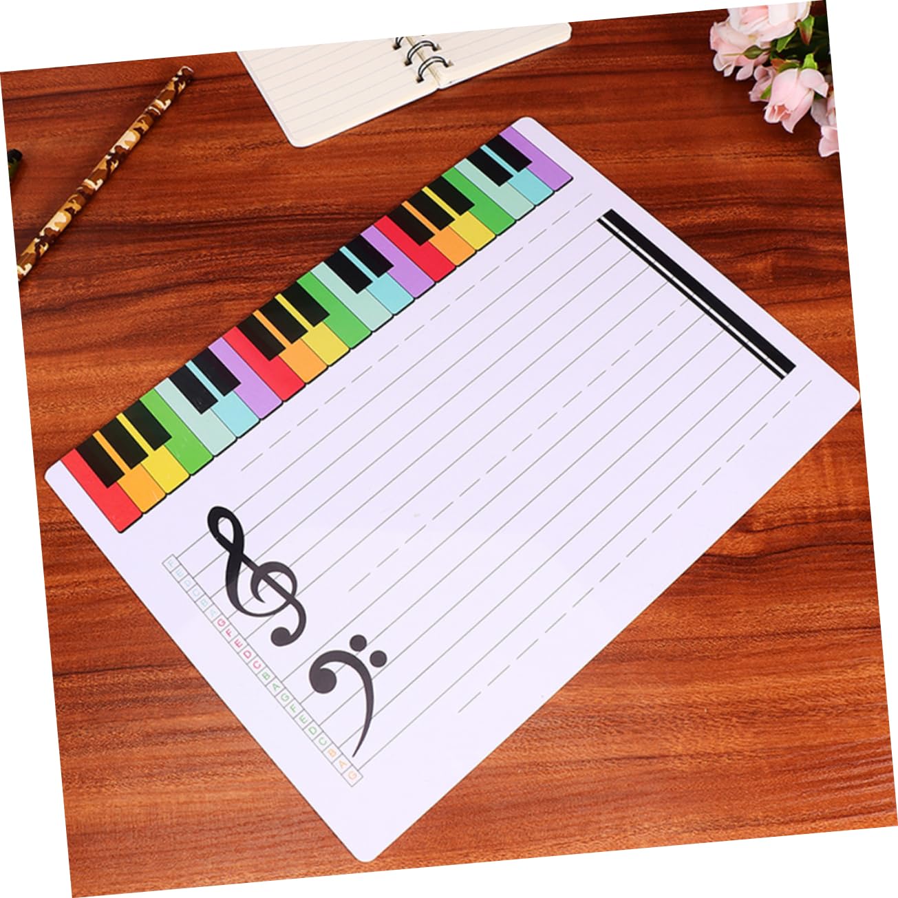 Ardoise Portée Musicale en Plastique Légère Surface Lisse, Tableau Pédagogique Effaçable pour Entraînement Musical et Écriture Facile