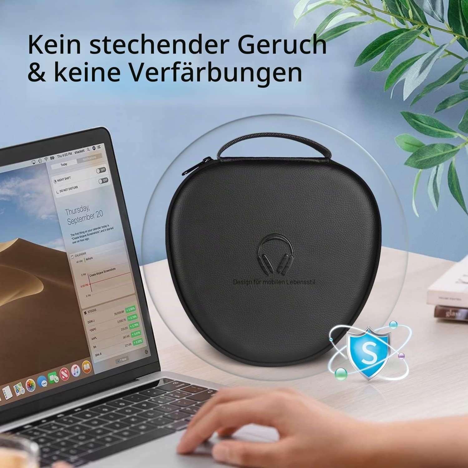 WIWU AirPods Max Hülle mit Schlafmodus, verbesserte Smart-Hülle für Kopfhörer, ultradünne Reise-Tragetasche mit Staying Power, Hartschalen-Aufbewahrungstasche (schwarz)